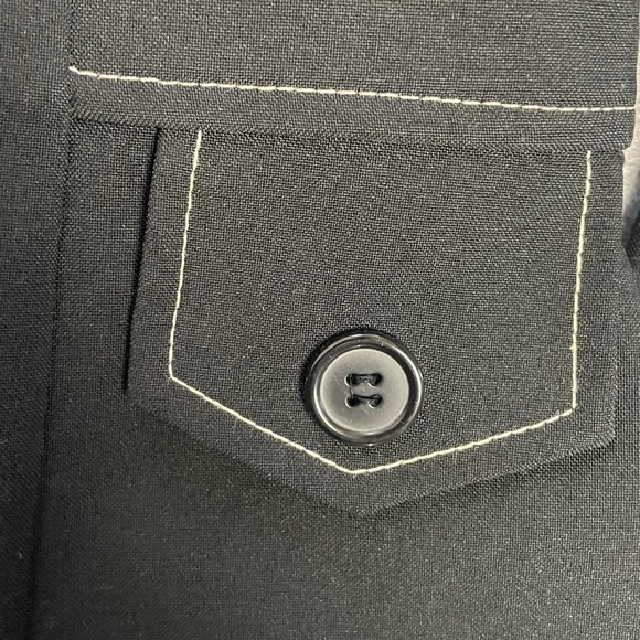 Vintage 1990s Contrived Clash Black 4 button blazer contrast stitching retro S - Picture 9 of 13